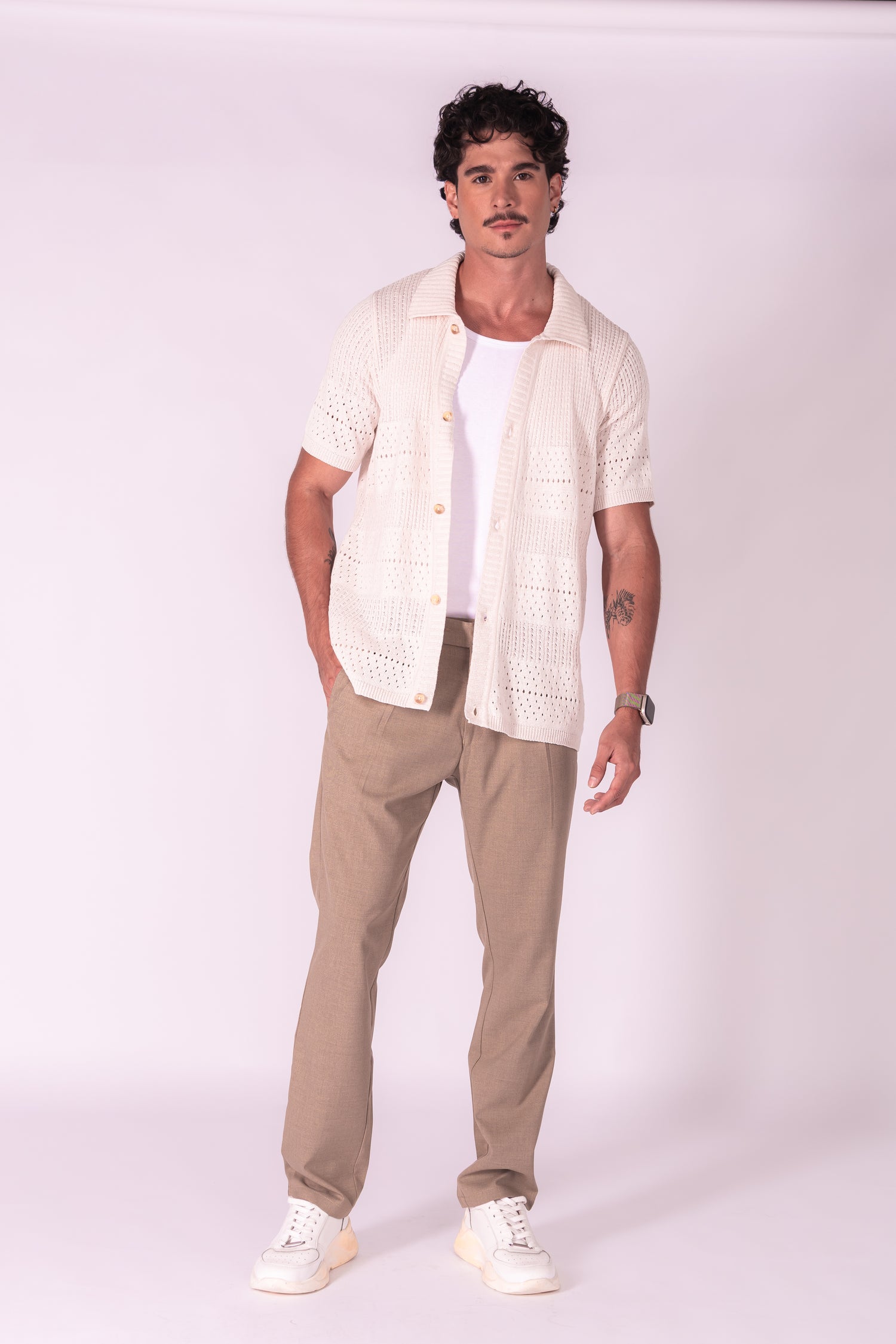 CAMISA BRAGA MARFIL