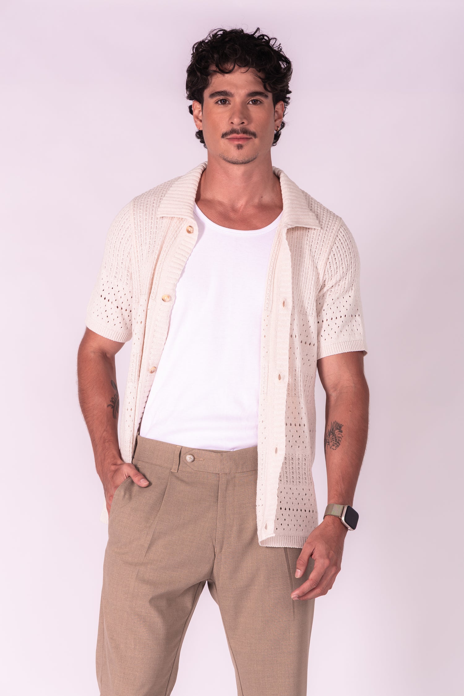 CAMISA BRAGA MARFIL