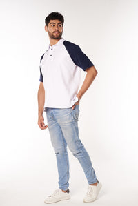 Polo Oversize Blanco Azul