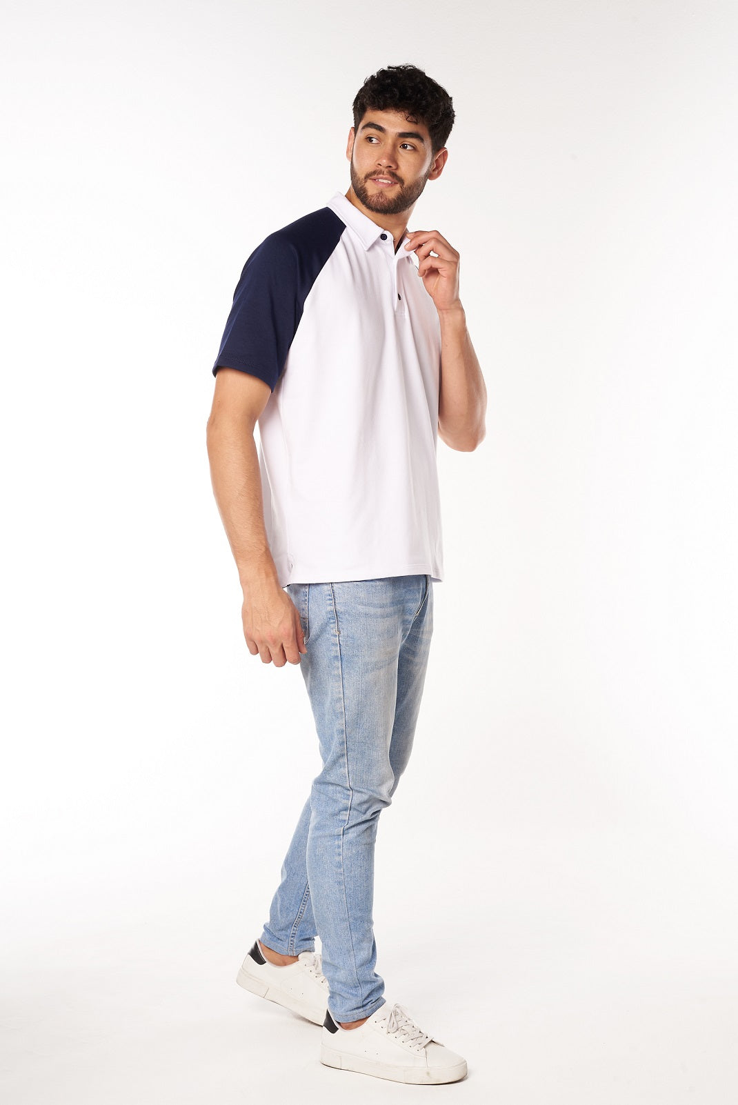 Polo Oversize Blanco Azul