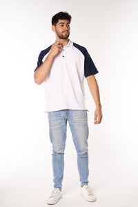 Polo Oversize Blanco Azul