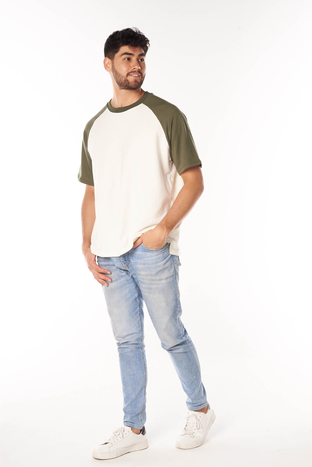 Camiseta Oversize Beige Verde Oliva