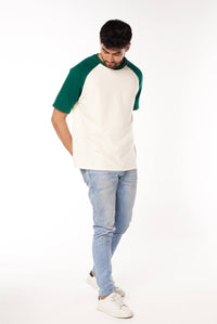 Camiseta Oversize Beige Verde Botella