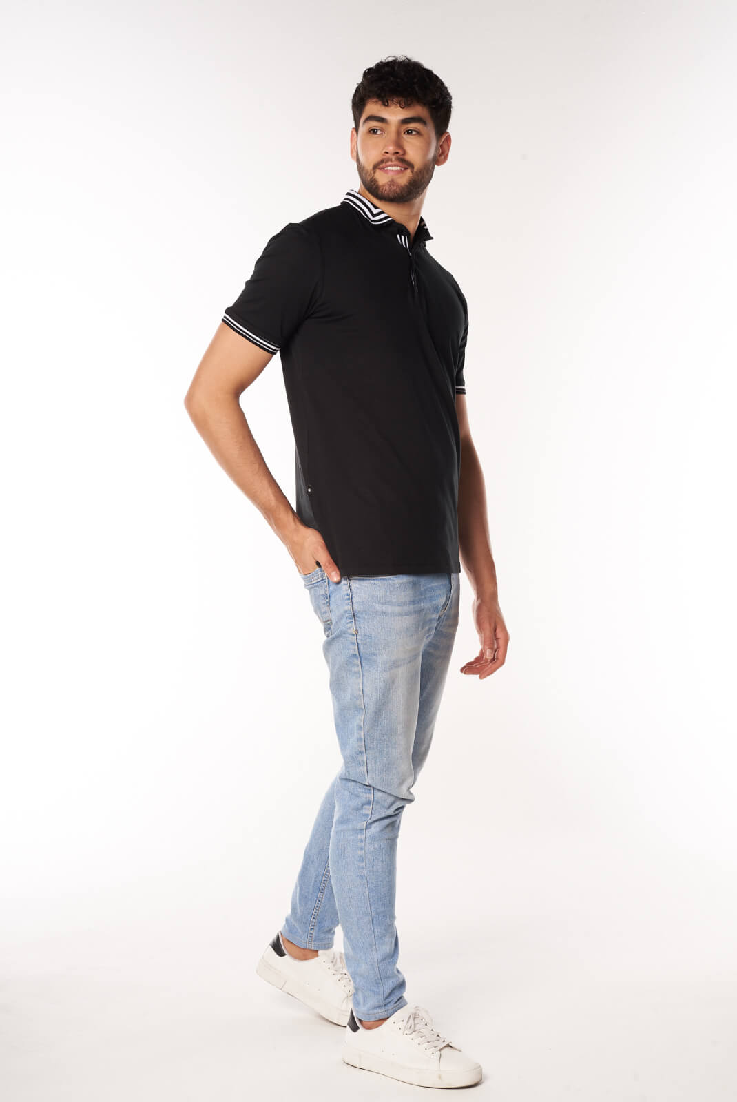 Polo Oversize Blanco Negro